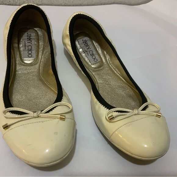 Jimmy Choo shoes flats patent cream made in Italy 36.5 (6) - Picture 2 of 6